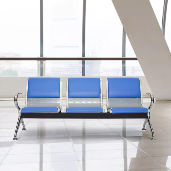 3-Link Blue Office Waiting Bench