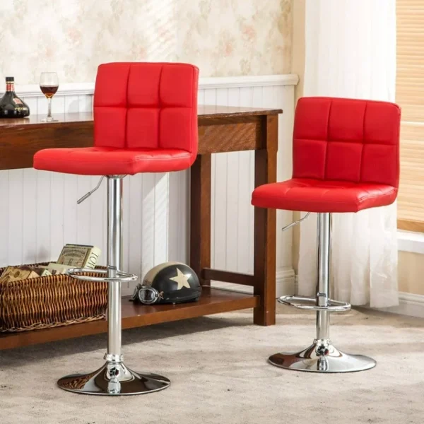 Faux Leather Height Adjustable Barstool